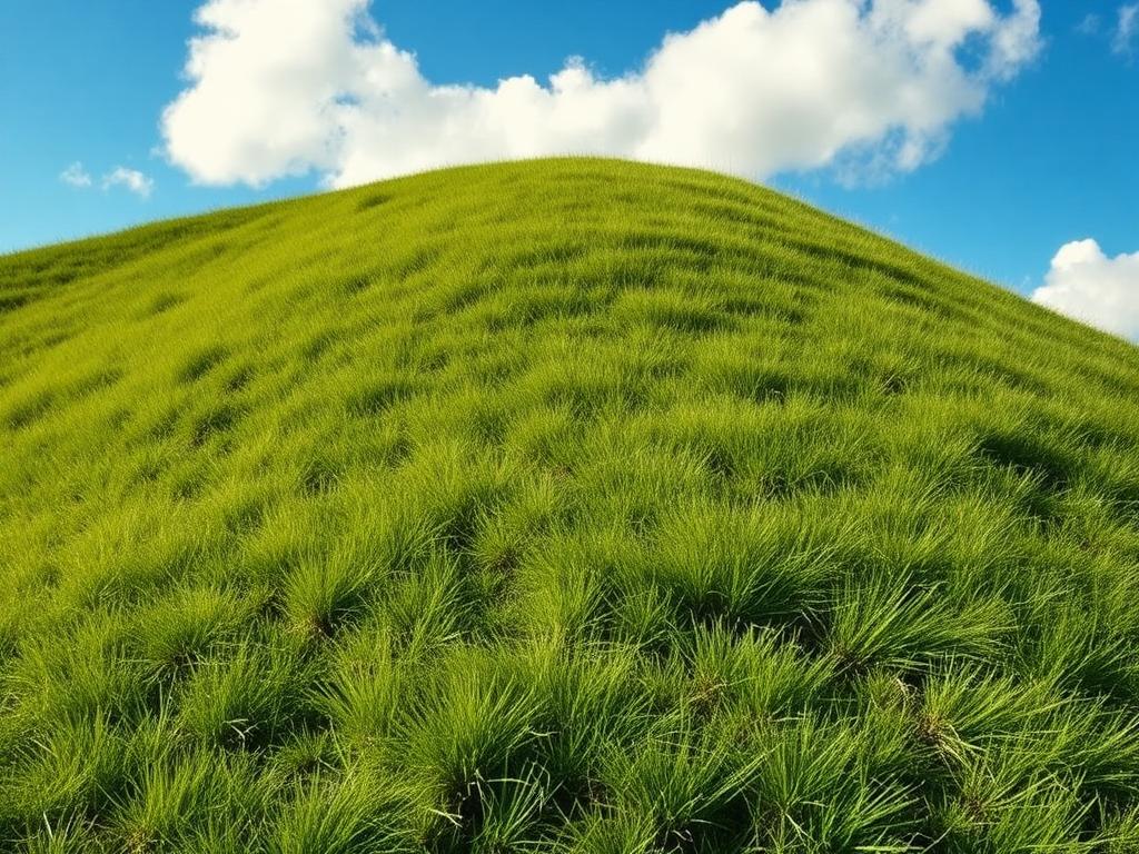 Same slope covered with established green grass
